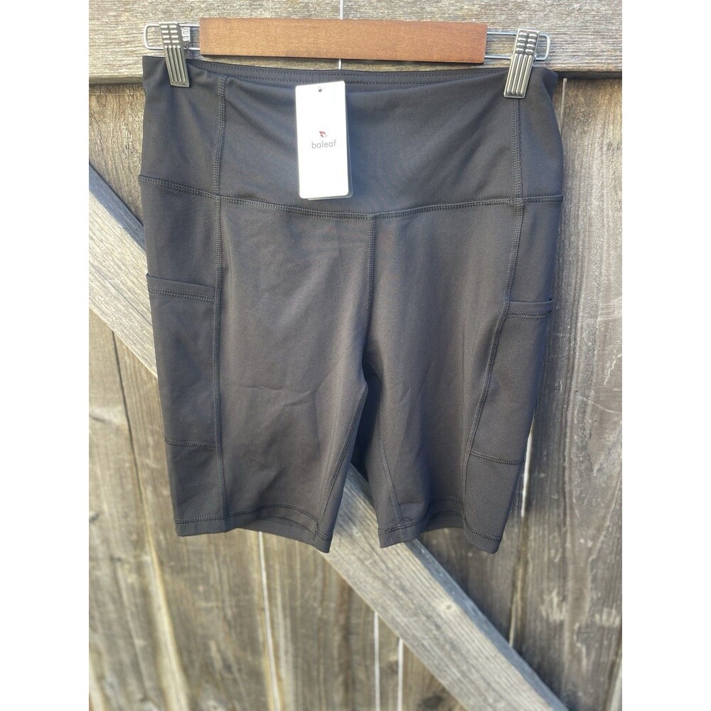 NWT! Baleaf Black High Waist Biker Compression Yoga Shorts W/Side Pockets! M